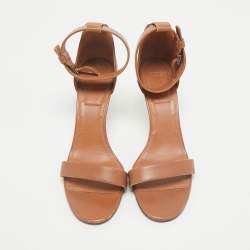 Pre Owned Givenchy Tan Leather Ankle Strap Sandals Size 40