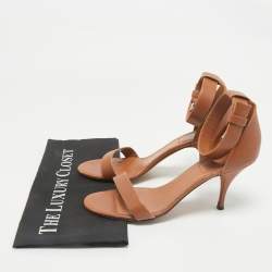 Pre Owned Givenchy Tan Leather Ankle Strap Sandals Size 40