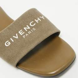 Givenchy Green Canvas 4G Flat Slides Size 40