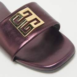 Givenchy Metallic Leather 4G Flat Sandals Size 40