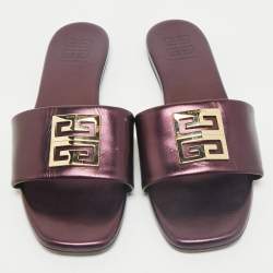 Givenchy Metallic Leather 4G Flat Sandals Size 40