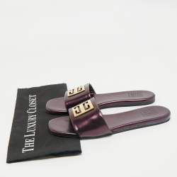 Givenchy Metallic Leather 4G Flat Sandals Size 40