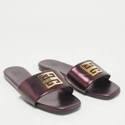 Givenchy Metallic Leather 4G Flat Sandals Size 40