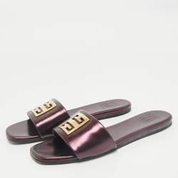 Givenchy Metallic Leather 4G Flat Sandals Size 40