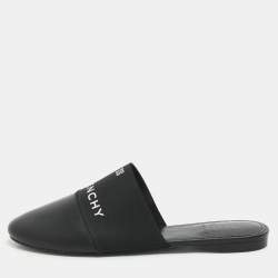 Givenchy Black Leather and Elastic Bedford Flat Mules Size 38