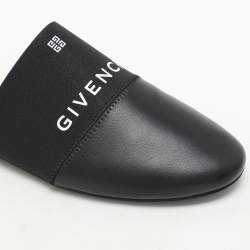Givenchy Black Leather and Elastic Bedford Flat Mules Size 38