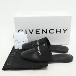 Givenchy Black Leather and Elastic Bedford Flat Mules Size 38