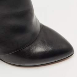 Givenchy Black Leather Shark Lock Wedge Ankle Length Boots Size 38
