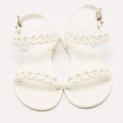 Givenchy White Jelly Chain Link Flat Ankle Strap Sandals Size 38