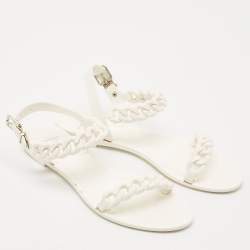 Givenchy White Jelly Chain Link Flat Ankle Strap Sandals Size 38
