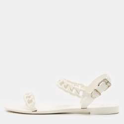 Givenchy White Jelly Chain Link Flat Ankle Strap Sandals Size 38