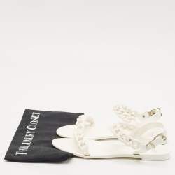 Givenchy White Jelly Chain Link Flat Ankle Strap Sandals Size 38