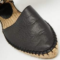 Givenchy Black Leather Chain Ankle Strap Espadrille Flats Size 36