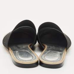 Pre Owned Givenchy Gold/Black Leather and Stretch Band Bedford Flat Mules Size 37