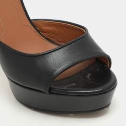Givenchy Black Leather Shark Lock Ankle Strap Platform Sandals Size 38