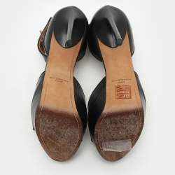 Givenchy Black Leather Shark Lock Ankle Strap Platform Sandals Size 38