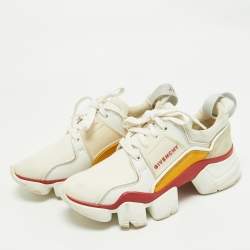 Pre Owned Givenchy Multicolor Neoprene and Suede Jaw Low Top Sneakers Size 38