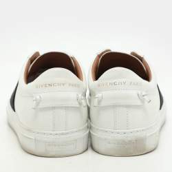 Pre Owned Givenchy White/Black Leather Urban Street Logo Slip On Sneakers Size 38