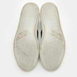 Pre Owned Givenchy White/Black Leather Urban Street Logo Slip On Sneakers Size 38