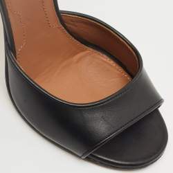 Pre Owned Givenchy Black Leather Shark Lock Ankle Strap Sandals Size 38