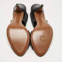 Pre Owned Givenchy Black/White Leather Crisscross Slide Sandals Size 39