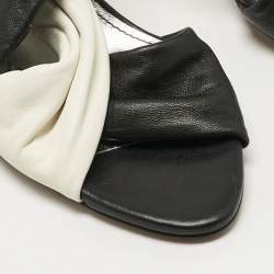 Pre Owned Givenchy Black/White Leather Crisscross Slide Sandals Size 39