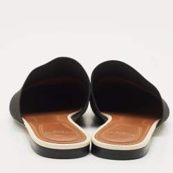 Pre Owned Givenchy Black/Cream Leather and Elastic Bedford Flat Mules Size 35