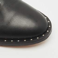 Pre Owned Givenchy Black Leather Studded Buckle Detail Ankle Boots Size 39