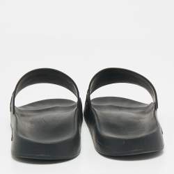 Pre Owned Givenchy Black Rubber Logo Flat Slide Sandals Size 39