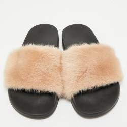 Pre Owned صندل فلايد سلايد جيفنشي فرو منك أسود مقاس 38