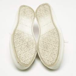 Pre Owned Givenchy White/Pink Leather And Canvas Lace Up Sneakers Size 40