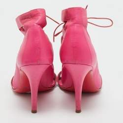 Pre Owned Givenchy Pink Leather Lace Up Strappy Sandals Size 37