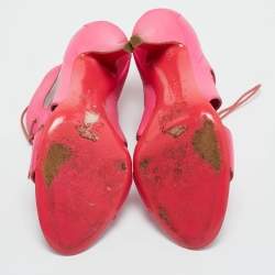 Pre Owned Givenchy Pink Leather Lace Up Strappy Sandals Size 37