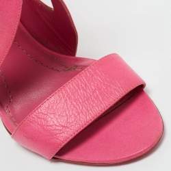 Pre Owned Givenchy Pink Leather Lace Up Strappy Sandals Size 37