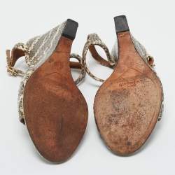 Pre Owned Givenchy Brown Snakeskin Leather Wedge Sandals Size 36