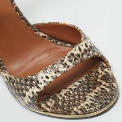 Pre Owned Givenchy Brown Snakeskin Leather Wedge Sandals Size 36