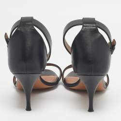 Pre Owned Givenchy Black Leather Ankle Strap Sandals Size 38.5