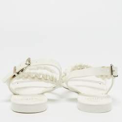 Pre Owned صندل جيفنشي لِنك سلسلة هلامي أبيض مسطح مقاس 37