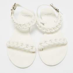 Pre Owned صندل جيفنشي لِنك سلسلة هلامي أبيض مسطح مقاس 37