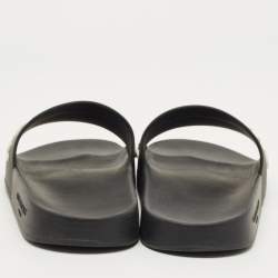 Pre Owned Givenchy Black Rubber Logo Pool Slides Size 38