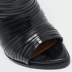 Pre Owned Givenchy Black Strappy Leather Peep Toe Ankle Boots Size 39