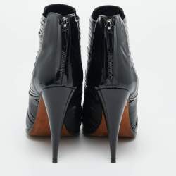 Pre Owned Givenchy Black Strappy Leather Peep Toe Ankle Boots Size 39