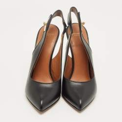 Pre Owned Givenchy Black Leather Pointed Toe Slingback Pumps Size 38