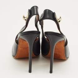 Pre Owned Givenchy Black Leather Pointed Toe Slingback Pumps Size 38