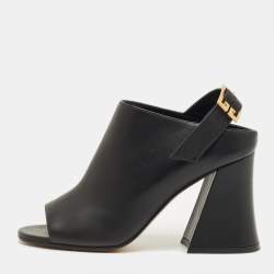 Pre Owned Givenchy Black Leather Slingback Sandals Size 38