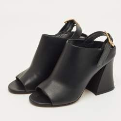 Pre Owned Givenchy Black Leather Slingback Sandals Size 38