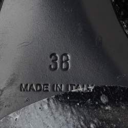 Pre Owned Givenchy Black Satin Snake Effect Crystal Embellished Shark Lock Knee Length Boots Size 38