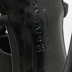 Pre Owned صندل جيفنشي سير كاحل جلد أسود مقاس 38.5