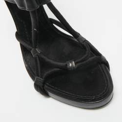 Pre Owned صندل جيفنشي سير كاحل جلد أسود مقاس 38.5