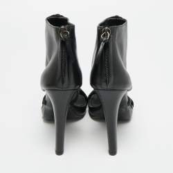 Pre Owned صندل جيفنشي سير كاحل جلد أسود مقاس 38.5